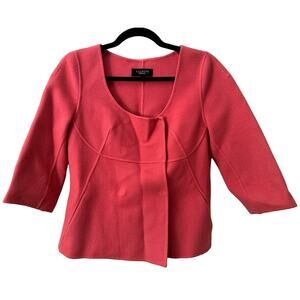 Talbots Sz 8 Womens Soft Pink Jacket Blazer Wool Barbiecore Retro Crop Scoop